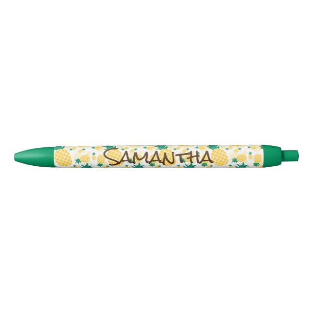 Pineapple Green Trim Pen, Black Ink Black Ink Pen (Front)