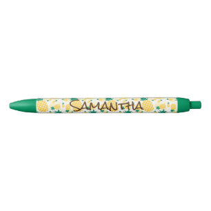 Pineapple Green Trim Pen, Black Ink Pen