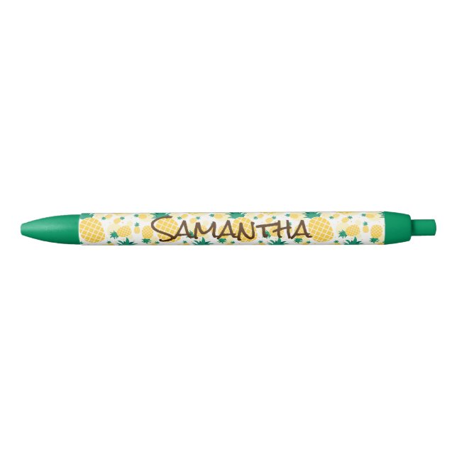 Pineapple Green Trim Pen, Black Ink Pen (Front)