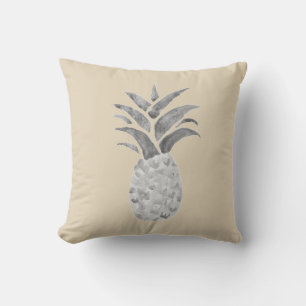 Pineapple Grey Colonial Watercolor Painting Pillow
