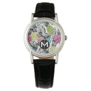 Pineapple Grunge Palms   Monogram Watch
