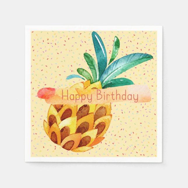 Pineapple Happy Birthday Napkin (Front)