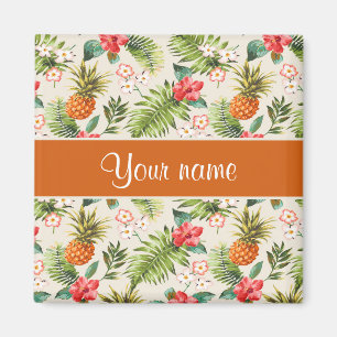 Pineapple Hibiscus and Palm Fronds Magnet