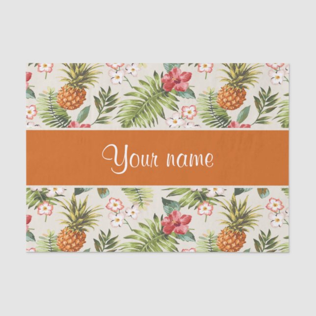 Pineapple Hibiscus and Palm Fronds Tissue Paper (Front)