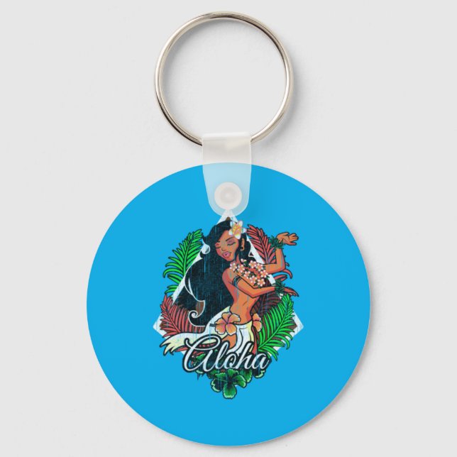 Pineapple Hibiscus Flowers Key Ring (Front)