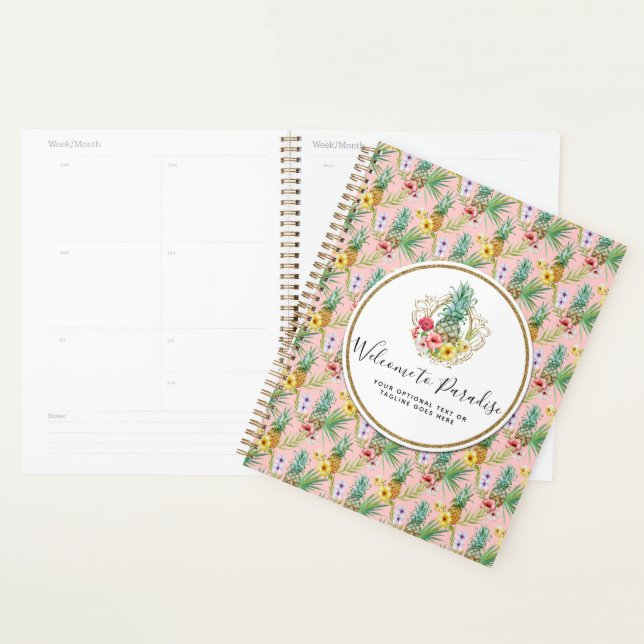 Pineapple & Hibiscus Flowers Watercolor Tropical Planner (Display)