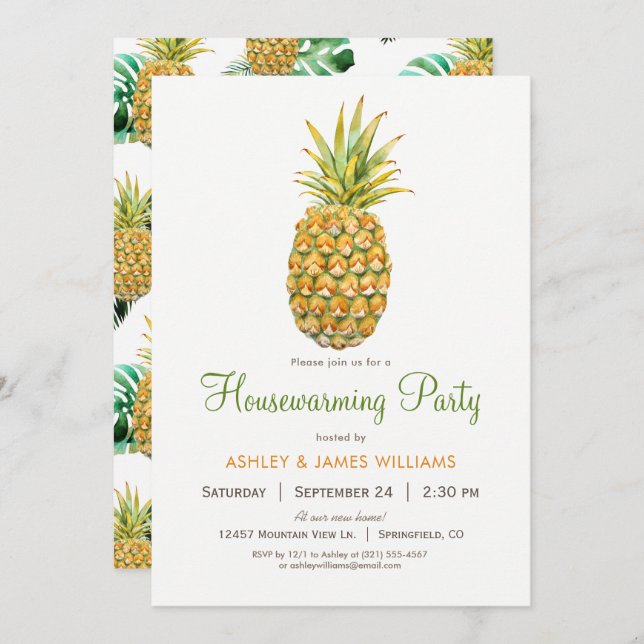 Pineapple Housewarming Party Invitation (Front/Back)