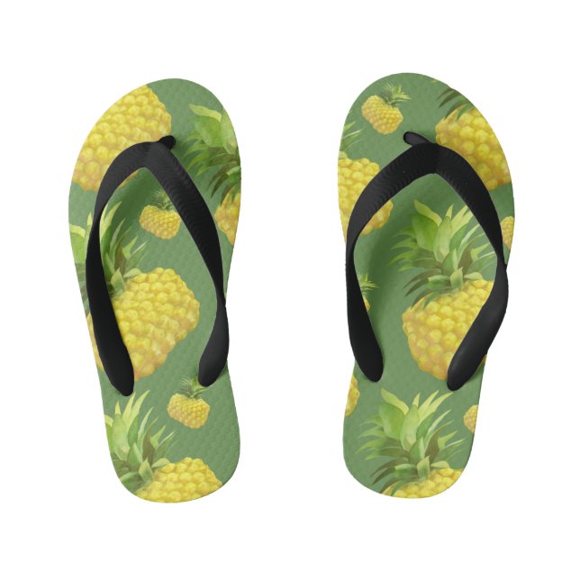 Pineapple Illustration Kid's Jandals (Footbed)