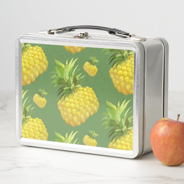 Pineapple Illustration Metal Lunch Box (In Situ)