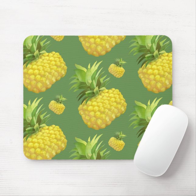 Pineapple Illustration Mouse Pad (With Mouse)