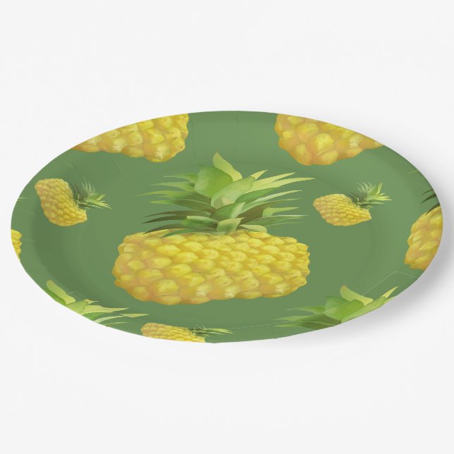 Pineapple Illustration Paper Plate (Angled)