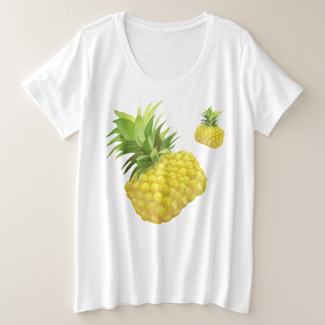 Pineapple Illustration Plus Size T-Shirt (Design Front)