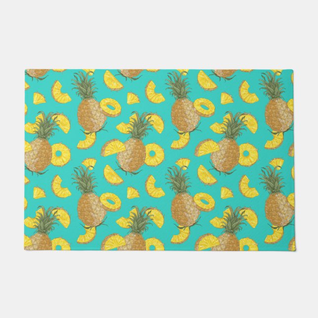 Pineapple In Turquoise Colour Doormat (Front)