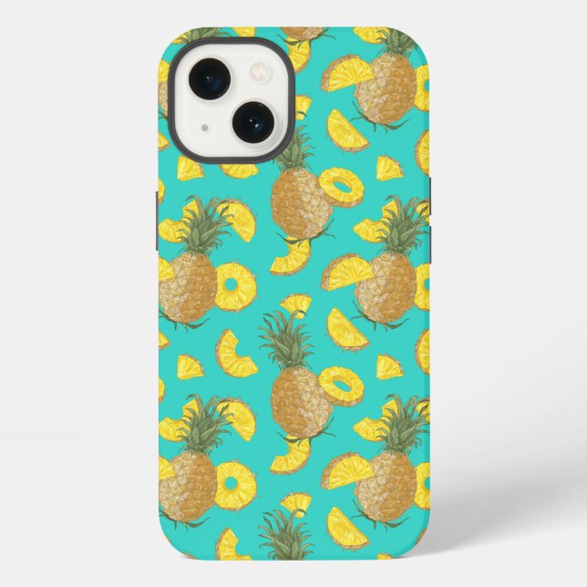 Pineapple In Turquoise Colour iPhone Case (Back)