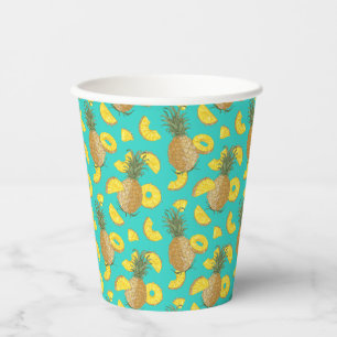 Pineapple In Turquoise Colour Paper Cups