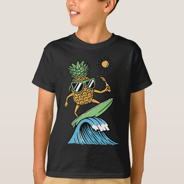 Pineapple Is Surfing Illustration  T-Shirt (Front)