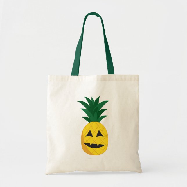 Pineapple Jack-O-Lantern Canvas Tote (Front)