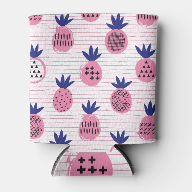 Pineapple kid design, vintage pattern. can cooler (Front)