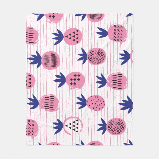 Pineapple kid design, vintage pattern. fleece blanket (Front)