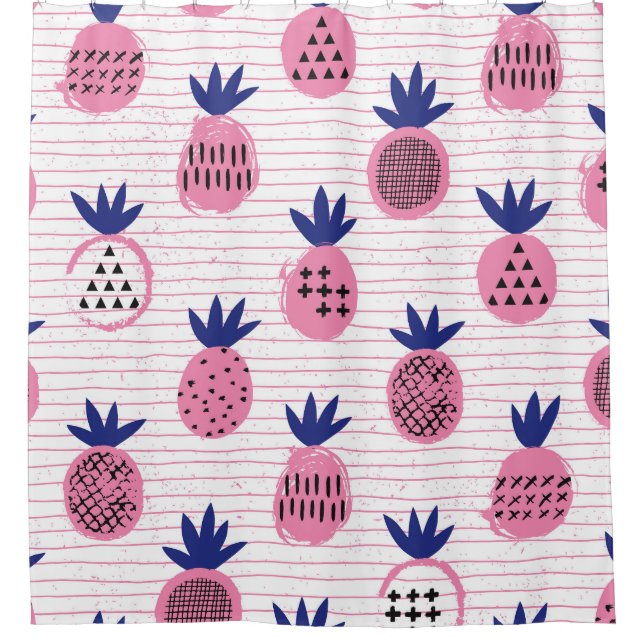 Pineapple kid design, vintage pattern. shower curtain (Front)
