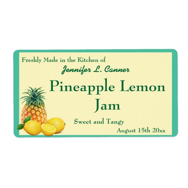 Pineapple Lemon Jam Preserves Canning Jar (Front)