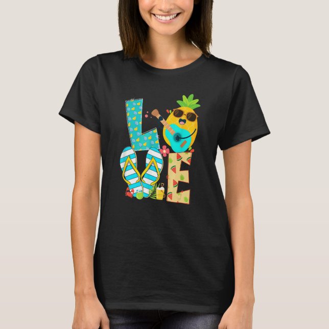 Pineapple Love Lunch Lady Hello Summer Vibes T-Shirt (Front)