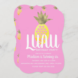 Pineapple LUAU Birthday Party Any Age Foil Invitation