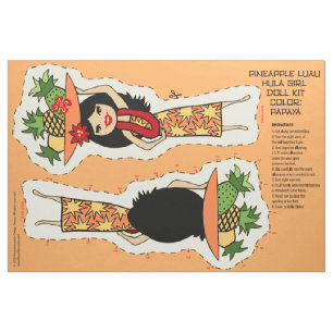 Pineapple Luau Hawaiian Hula Girl Doll Kit -Papaya Fabric