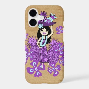 Pineapple Luau Hawaiian Hula Girl Faux Wood