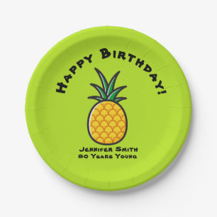 Pineapple Luau Tiki Tropical Paper Plate