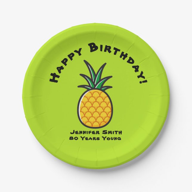 Pineapple Luau Tiki Tropical   Paper Plate (Front)
