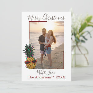 Pineapple Merry Christmas Beach Photo Holiday Card