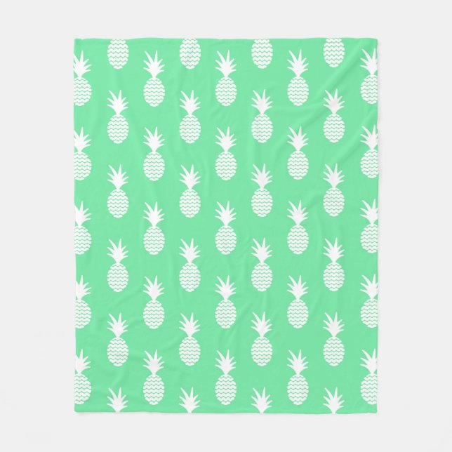 Pineapple Mint Pattern Fleece Blanket (Front)