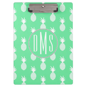 Pineapple Mint Pattern   Monogram Clipboard