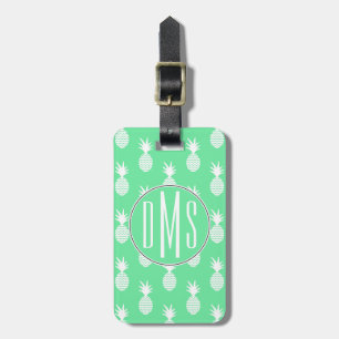 Pineapple Mint Pattern   Monogram Luggage Tag