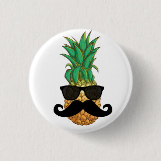 Pineapple moustache 3 cm round badge