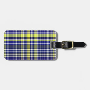 Pineapple Navy Blue White Preppy Madras Plaid Luggage Tag