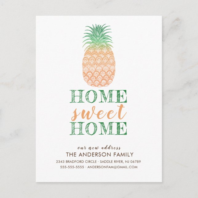 Pineapple New Address Announcement Post Card (Front)