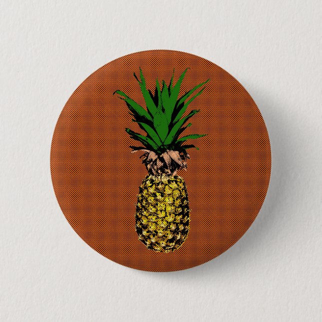 Pineapple Newsprint 6 Cm Round Badge (Front)
