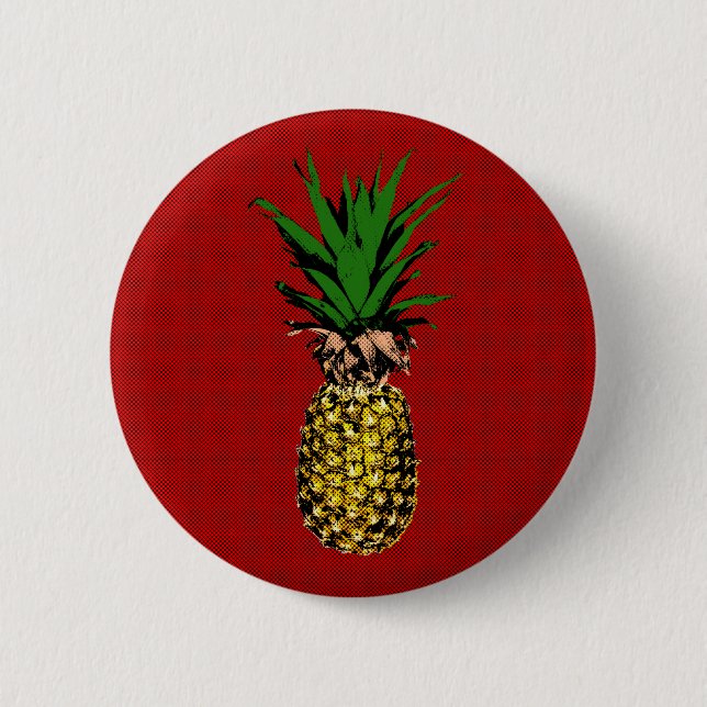 Pineapple Newsprint Image 6 Cm Round Badge (Front)