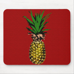 Pineapple Newsprint Image Mouse Pad