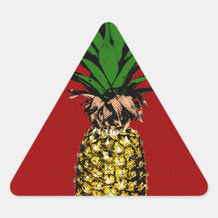 Pineapple Newsprint Image Triangle Sticker