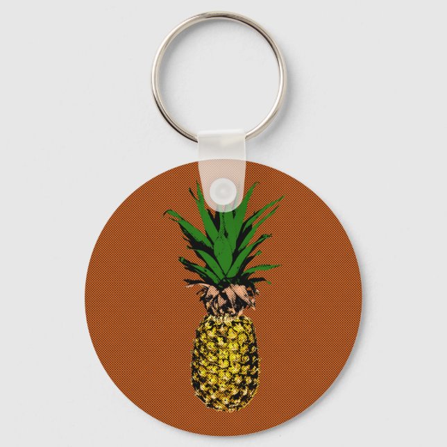 Pineapple Newsprint Key Ring (Front)