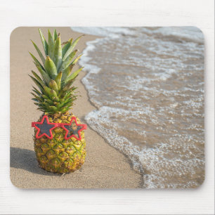 Pineapple On Beach Sand Mouse Pad