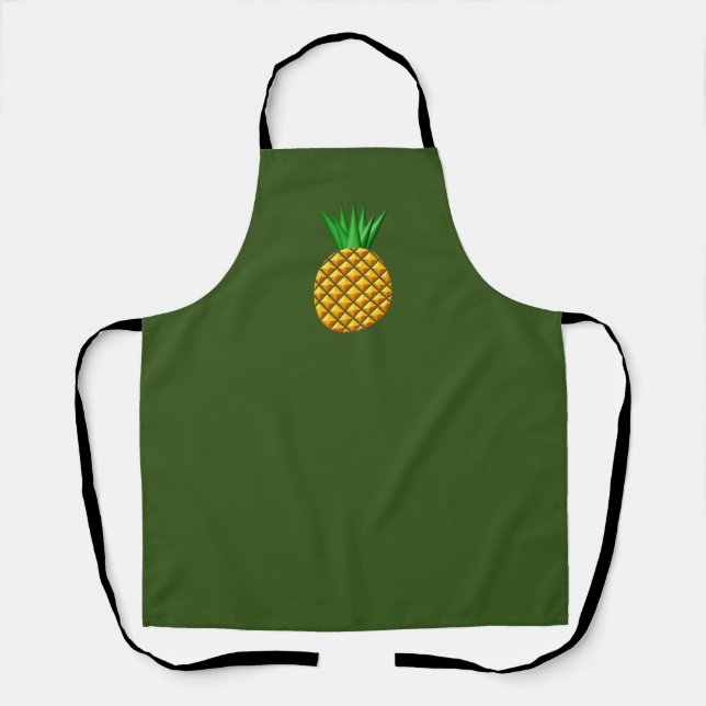 Pineapple On Green Background Apron (Front)