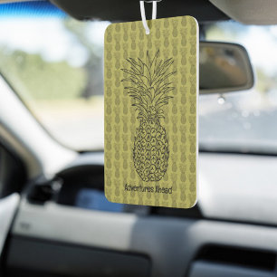 Pineapple on Green Background Pattern Car Air Freshener
