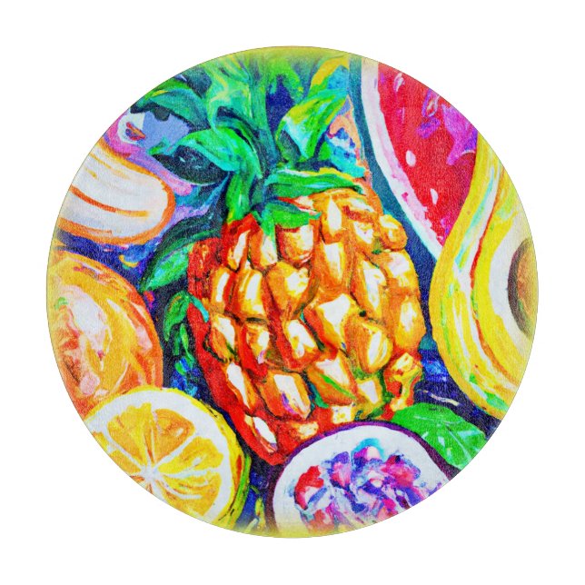 Pineapple Orange Banana Fruits. Buy Now Cutting Board (Front)