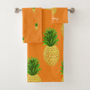 Pineapple Orange Bath Towel Set