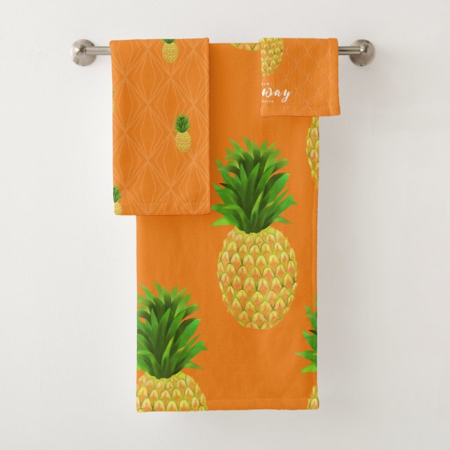 Pineapple Orange Bath Towel Set (Insitu)