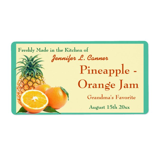 Pineapple Orange Jam or Preserves Canning Jar (Front)